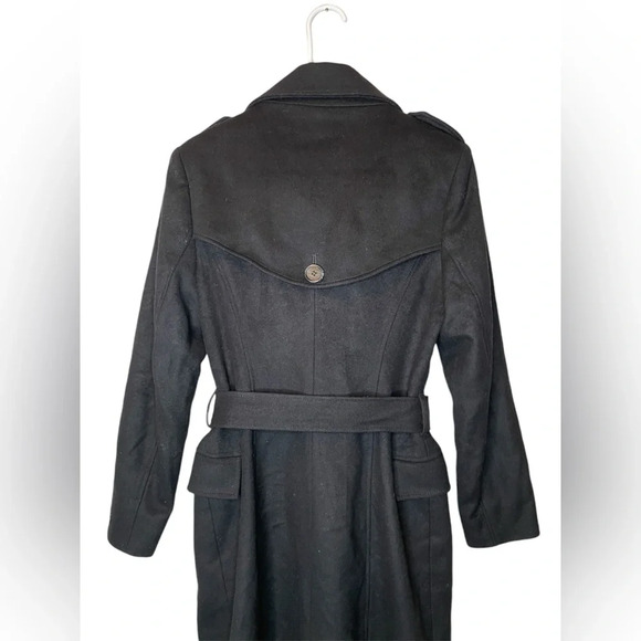 Barbour Madge Black Coat Wool and Cashmere Blend Size 4 Jacket With Belt - Picture 4 of 11